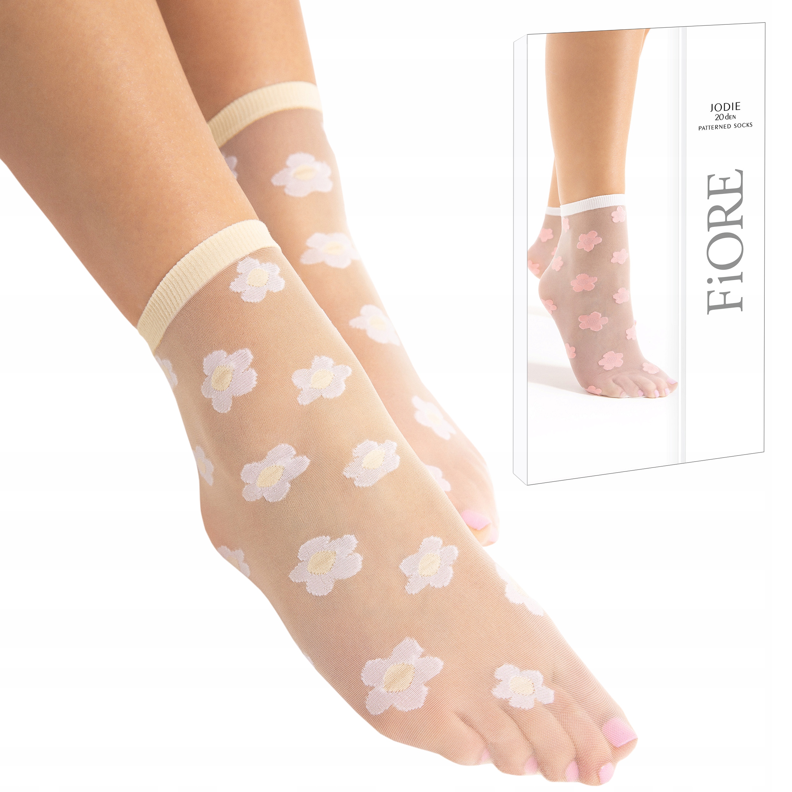 

Fiore Skarpetki Jodie 20 den kwiaty Vanilla/White