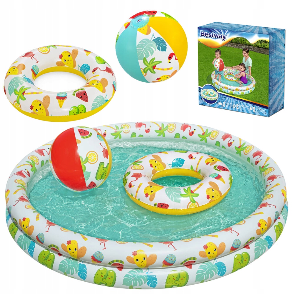 

Bestway Set Basen piłka kółko brodzik 122cm 51124
