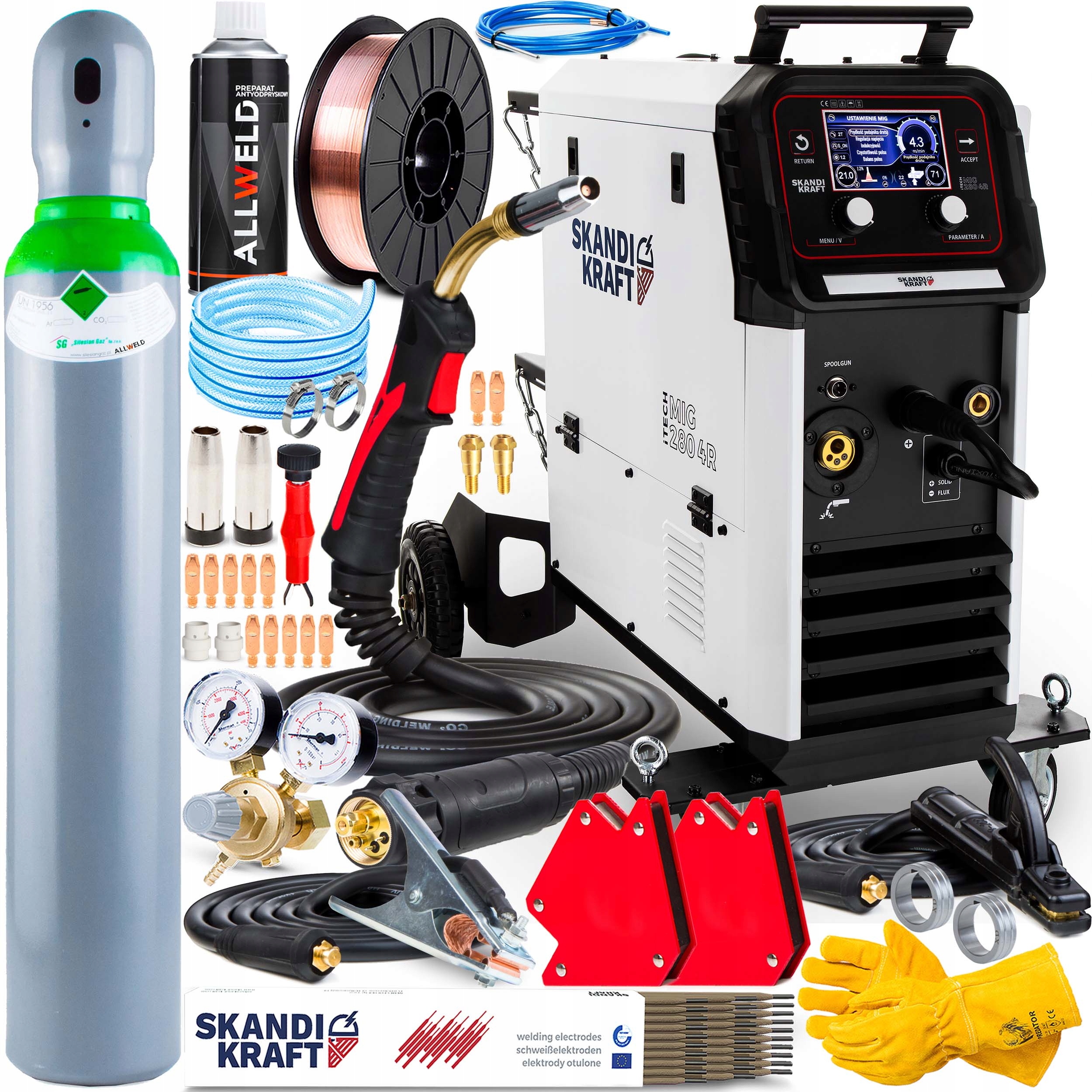 Poloautomatický Svařovací Stroj Skandi Kraft Mig 280 4R 3V1 Mma Tig 400V 280A Auto