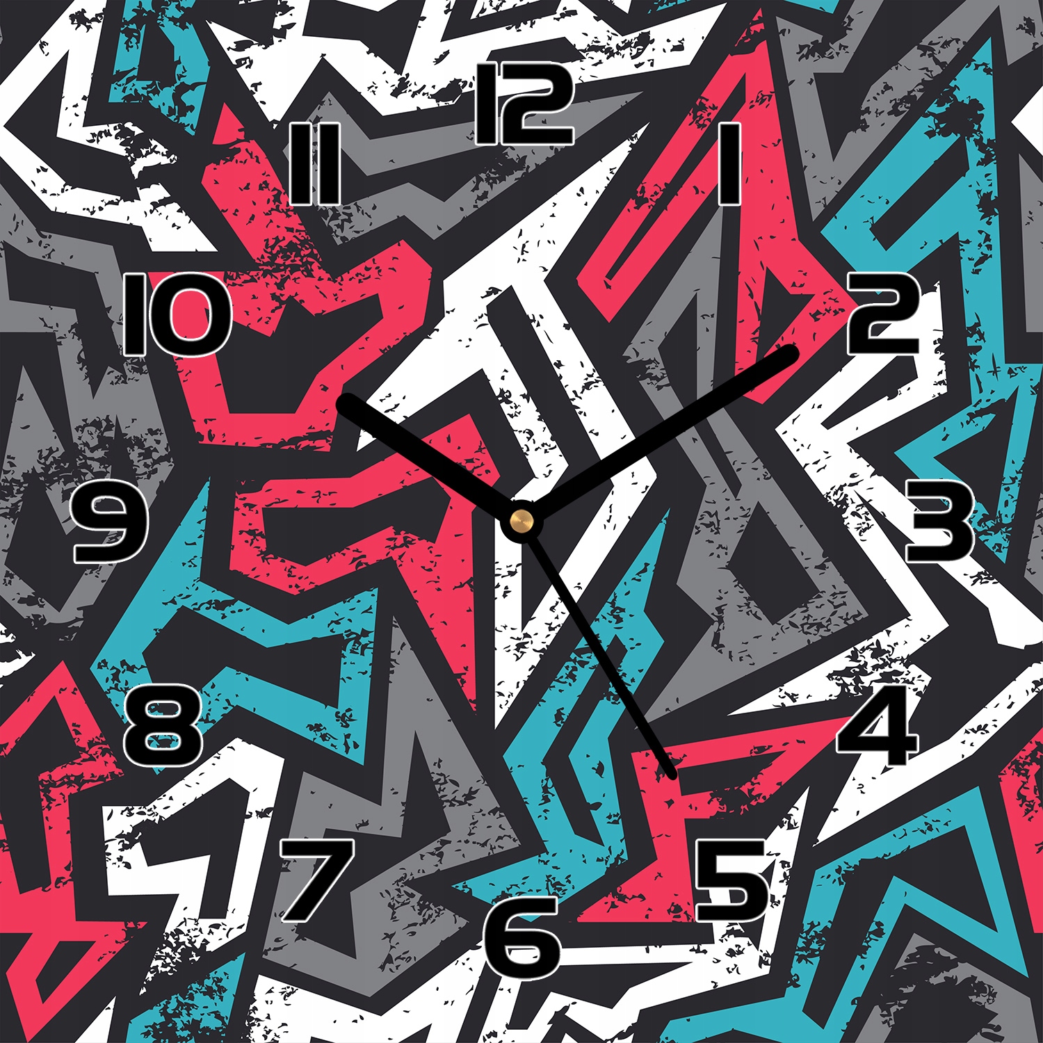 

Cichy zegar na szkle do salonuGraffiti 30x30 cm