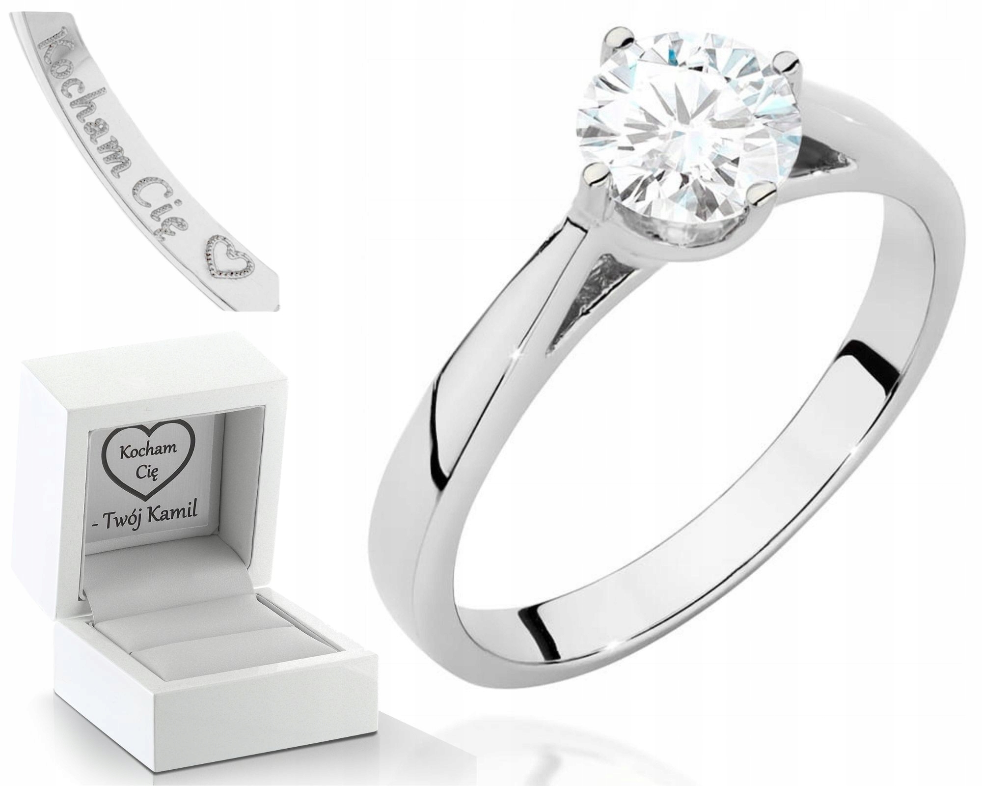 Bílé Zlato Prstýnek S Briliantem 585 Gravírování Bonus