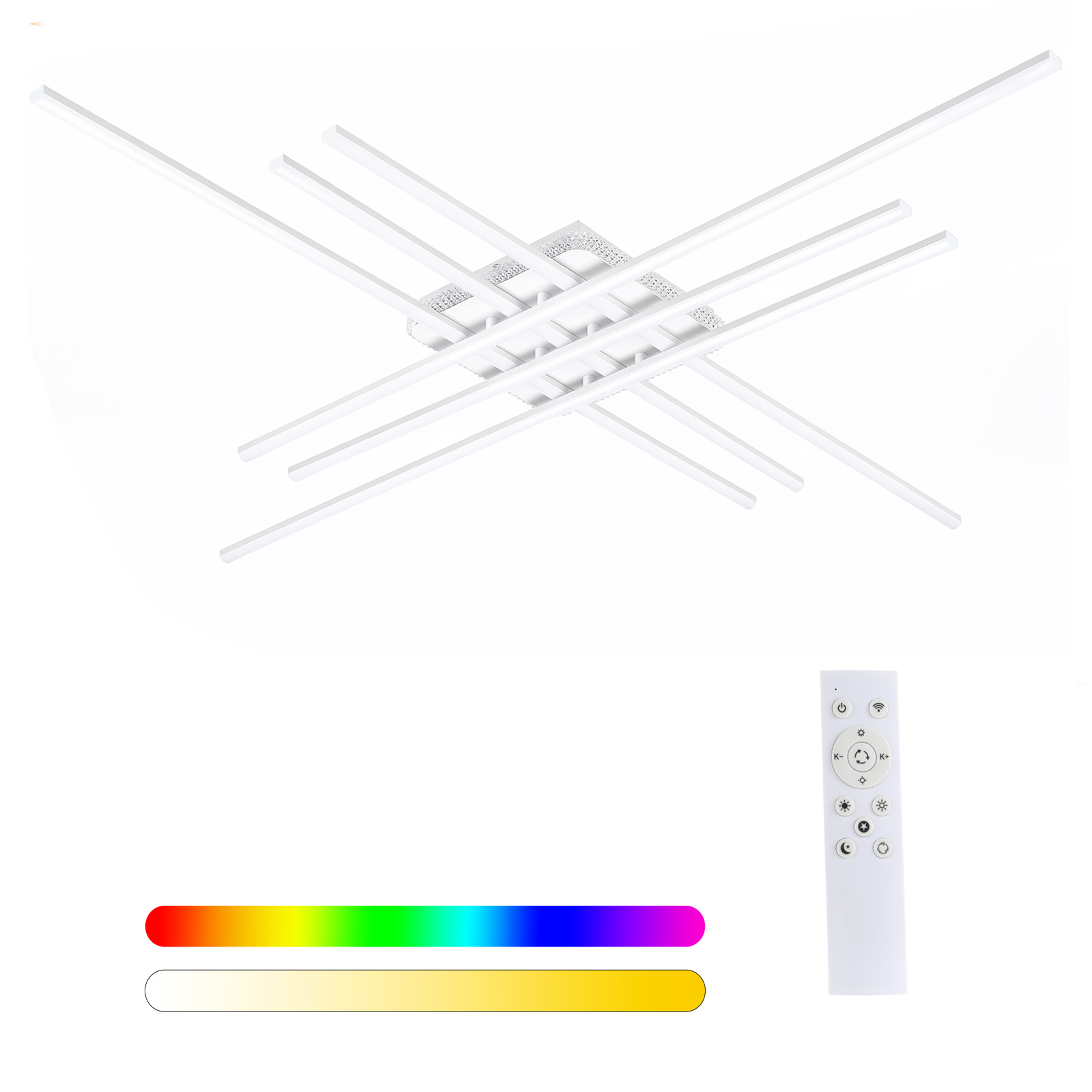 LAMPA SUFITOWA 60W ZMIENIAJĄCA KOLOR 120cm, ŻYRANDOL LED Z PILOTEM