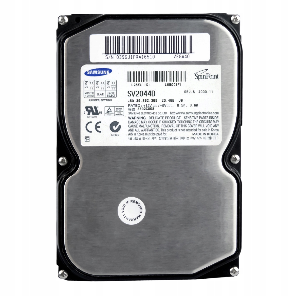 Samsung SpinPoint V10200 20,4GB 5,4K Ata 3,5'' SV2044D