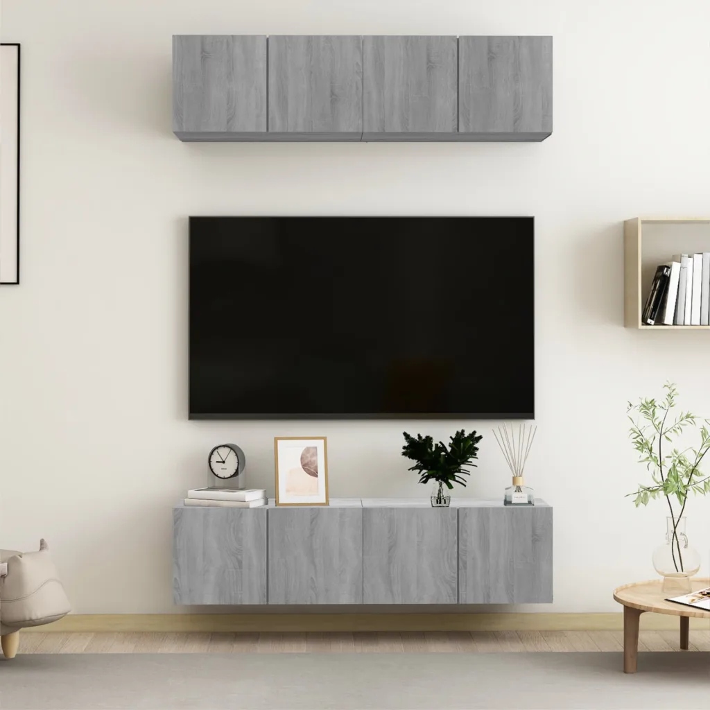 Nástěnné Tv skříňky 4 ks šedé sonoma 60 x 30 x 30 cm kompozit Šedá 3120204