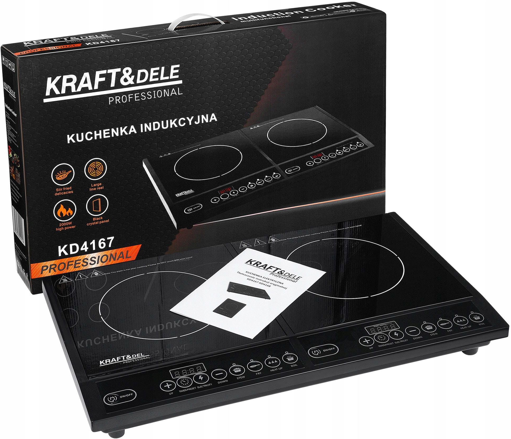 Kuchenka Indukcyjna 2000W podwójna 4 tryby timer