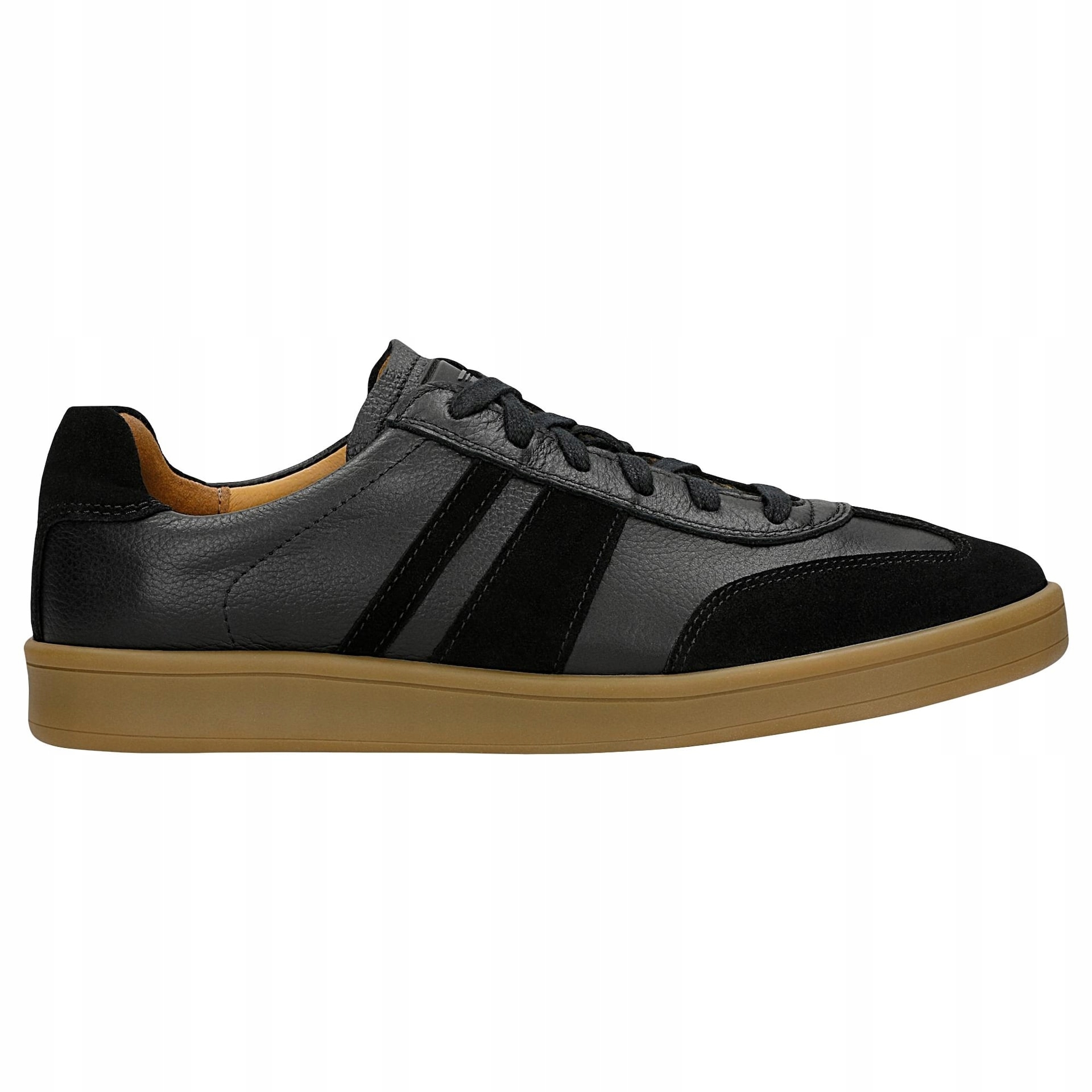 Pánské polobotky černé tenisky z kombinované kůže s plochou podrážkou Wojas vel.