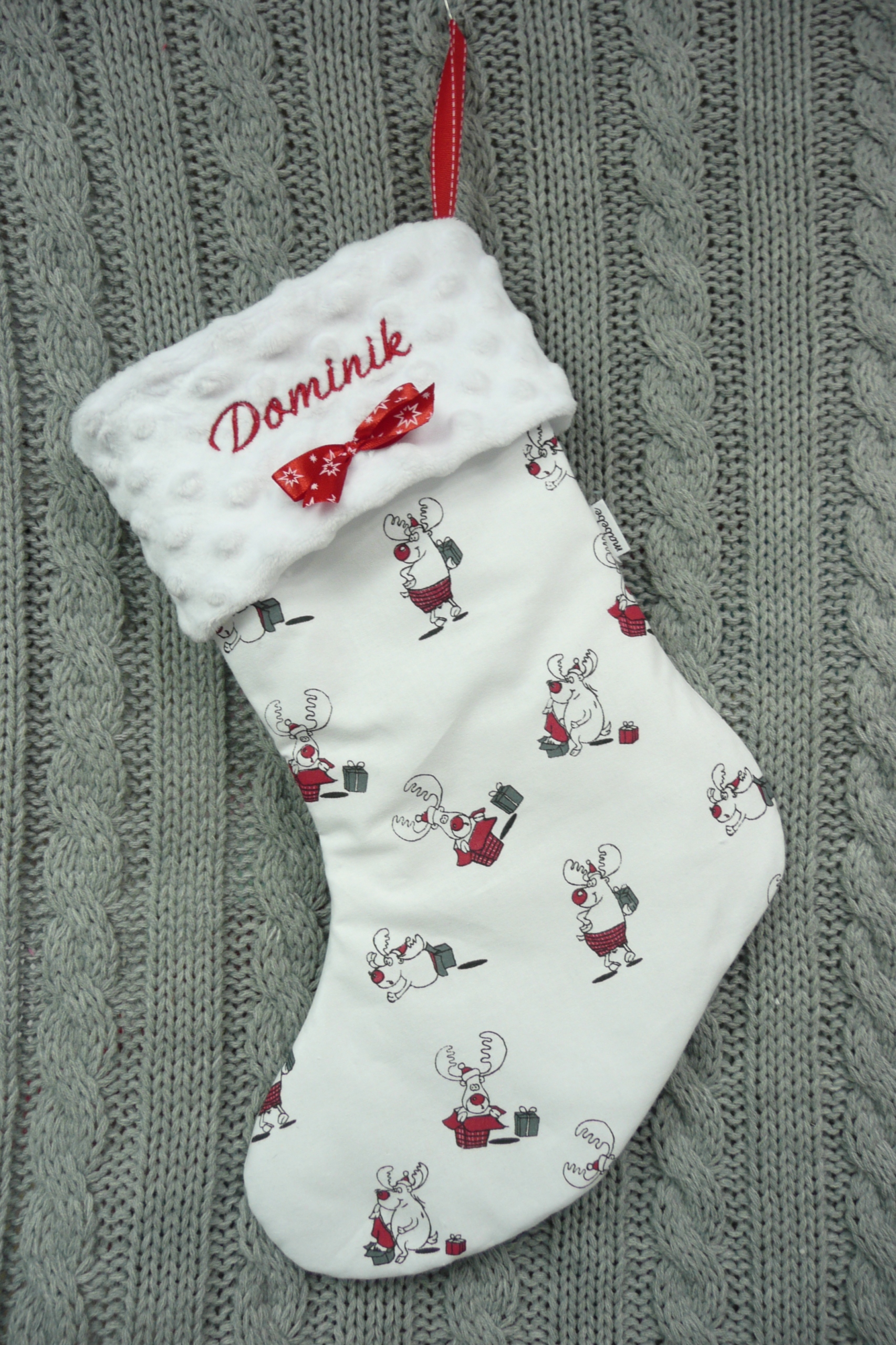 SKARPETA ŚWIĄTECZNA Z IMIENIEM NA PREZENTY mabebe