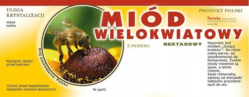 

Etykiety na Miód Wielokwiatowy z kółkiem żółte 100