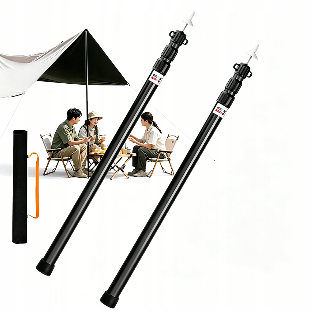 Pręty Namiotowe 2 Szt Teleskopowe Maszty Aluminiowe Turystyczne Regulowane
