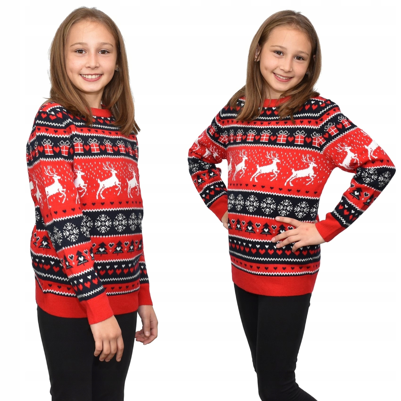 

Czerwony Norweski Sweter Świateczny Dziecięcy 4/5