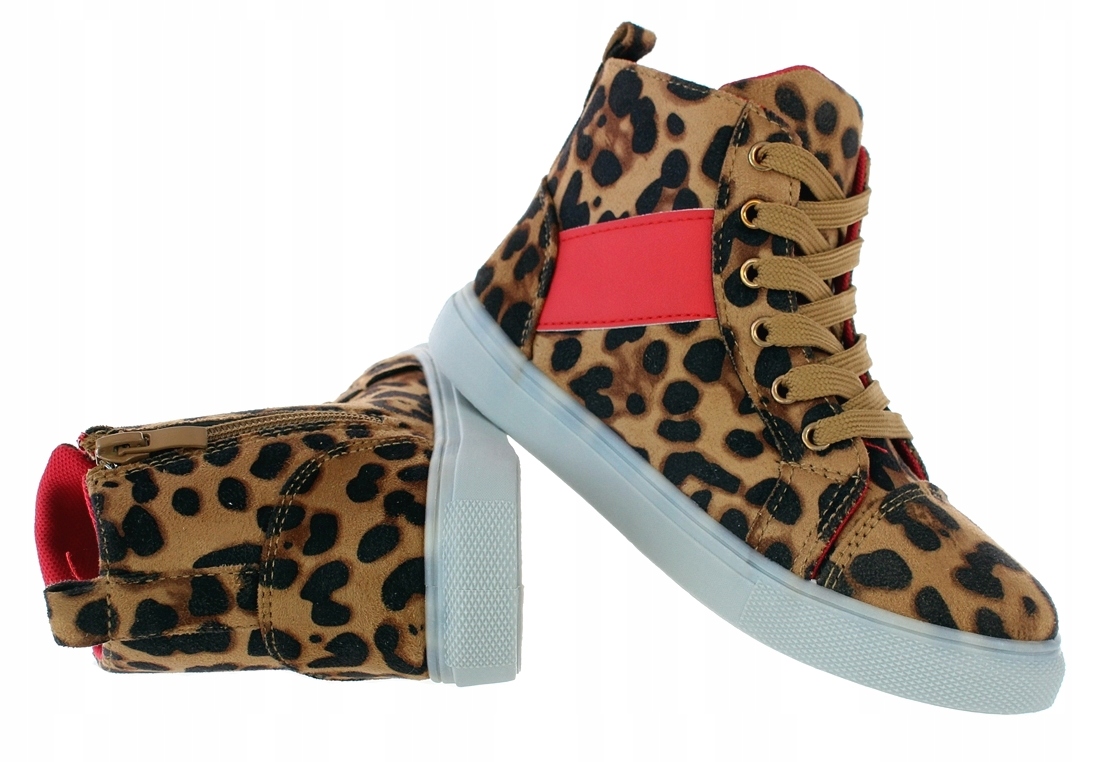 BOTKI BUTY SPORTOWE DZIECIĘCE W PANTERKĘ ZAPINANE NA ZAMEK 6367 roz. 33 Długość wkładki wew. 20.5 cm