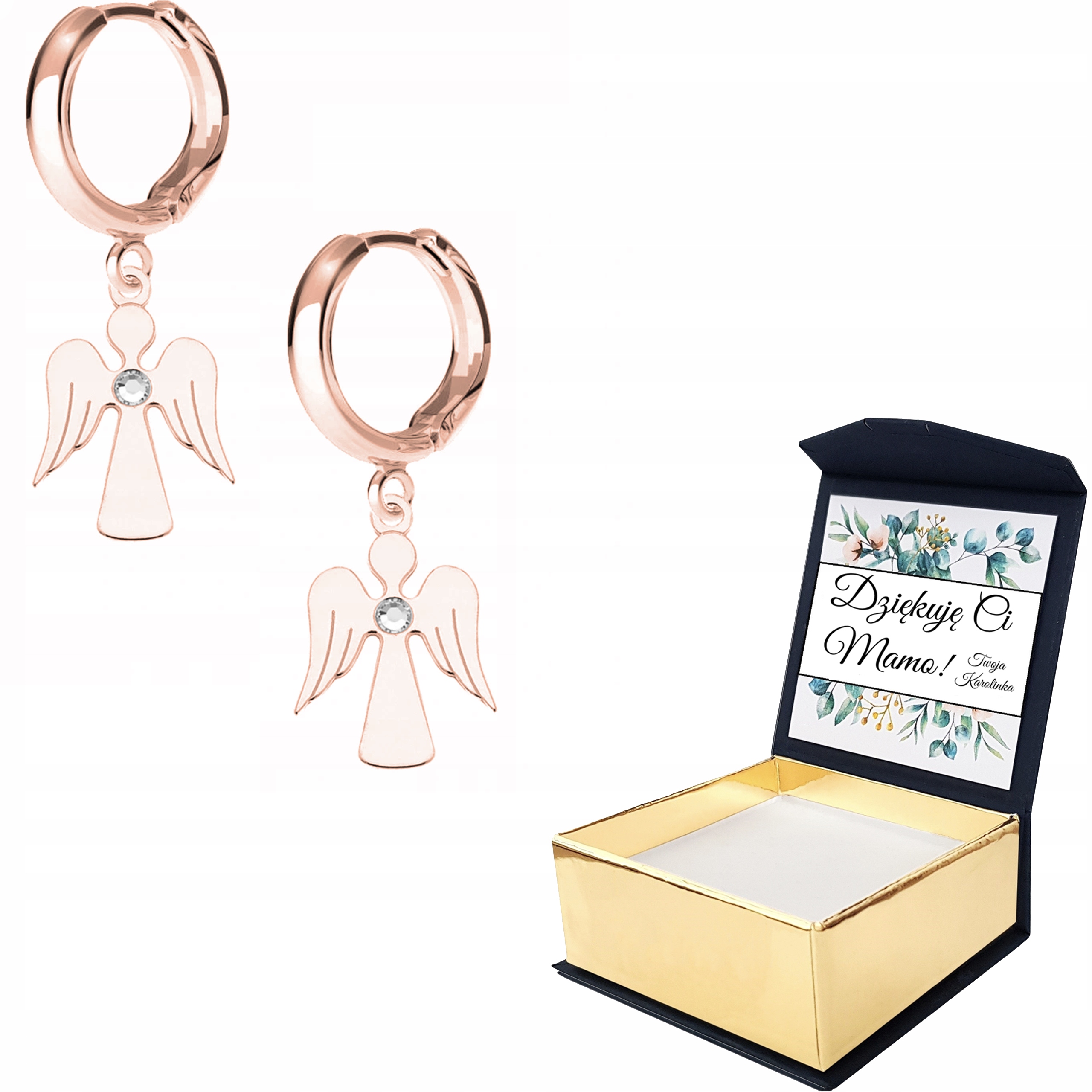 Náušnice růžové zlato Andílek Vlastní Potisk