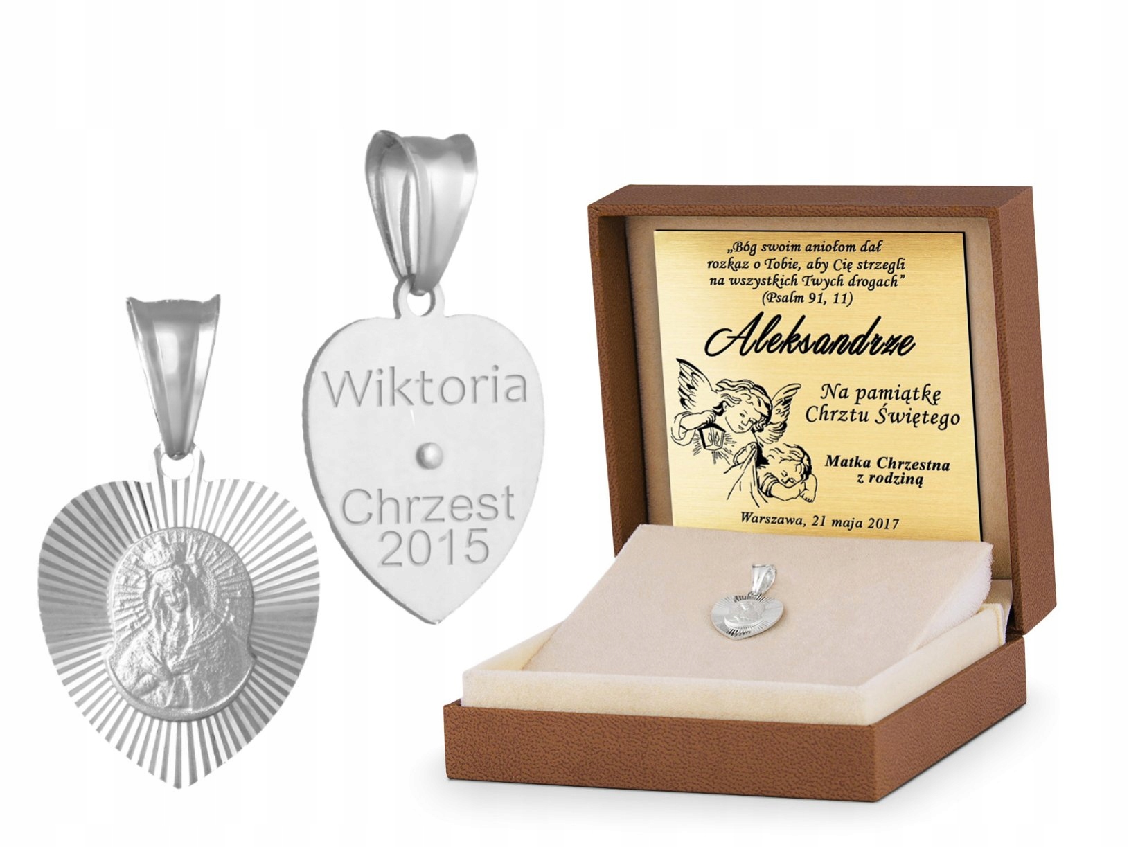 

Srebrny Medalik 925 Matka Boska Prezent Grawer