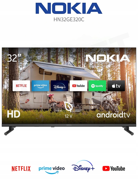 DO KAMPERA TELEWIZOR SMART 12V NOKIA 32 CALE BLUETOOTH WiFi GOOGLE TV DVBT2 Typ telewizora LED