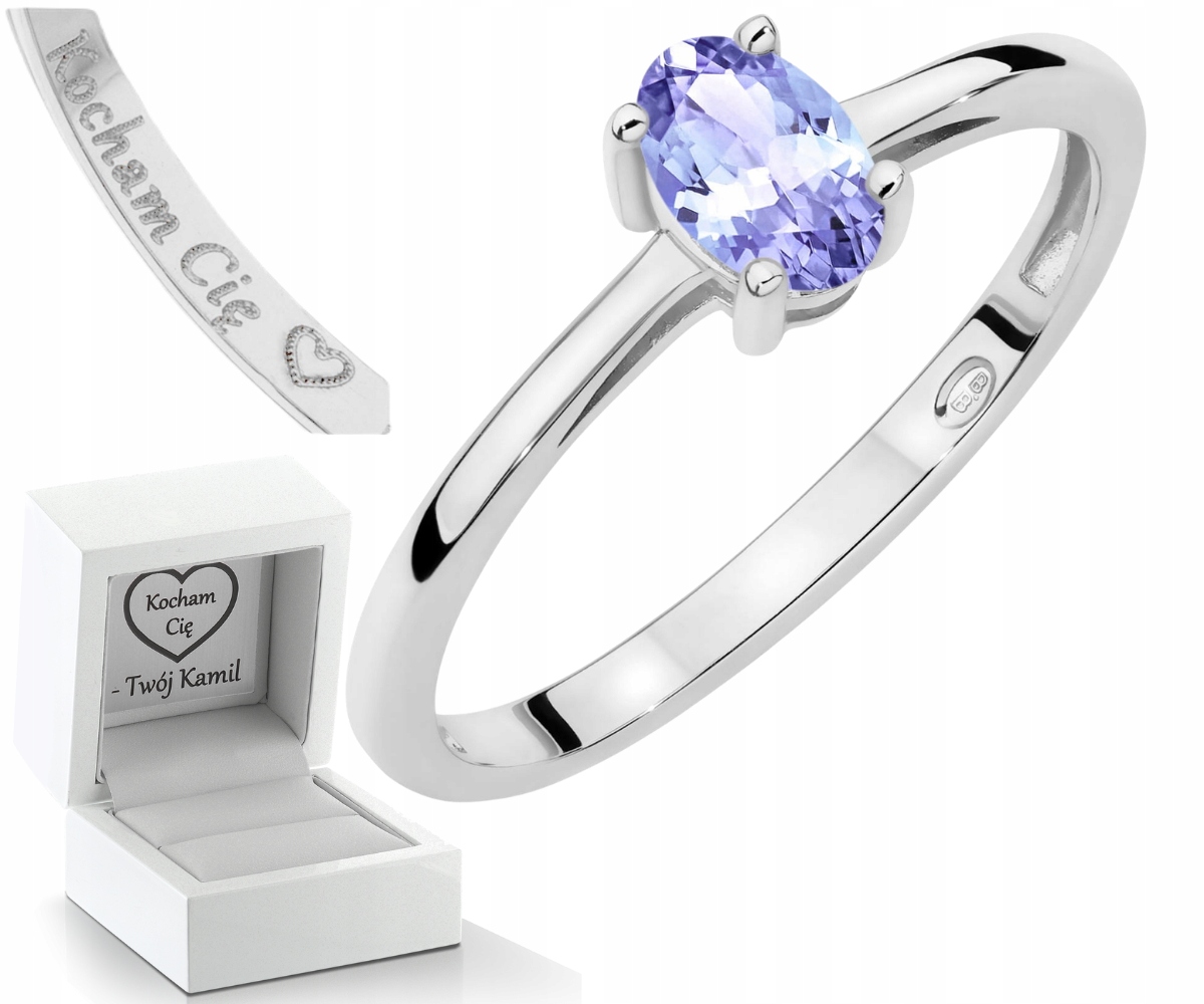 Bílé Zlato Prstýnek S Tanzanitem Zlato 585 Dárek Gravírování