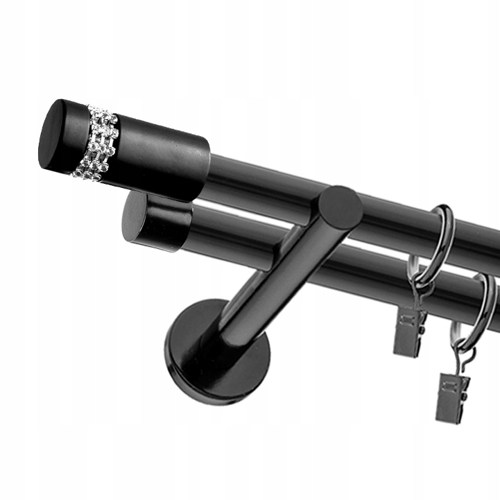 

Karnisz Nowoczesny Czarny Podwójny Fi 19+19 300cm