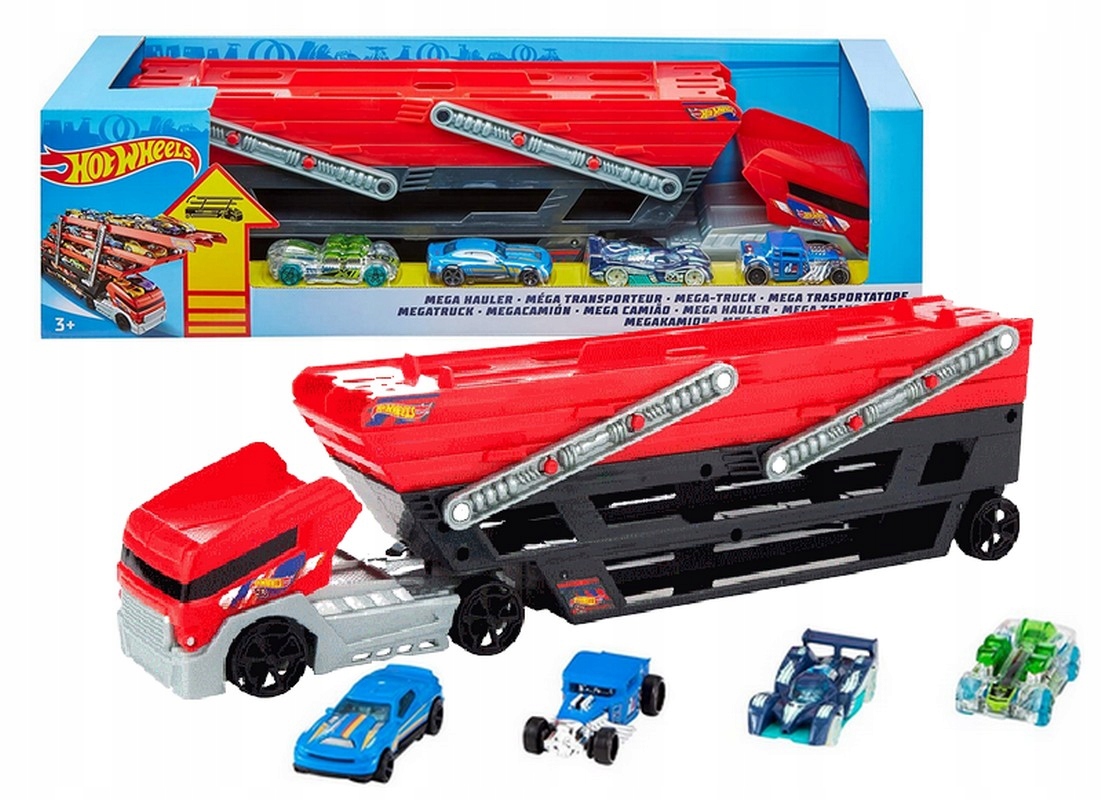 

Hot Wheels Transporter Laweta na 50 aut 4 autka