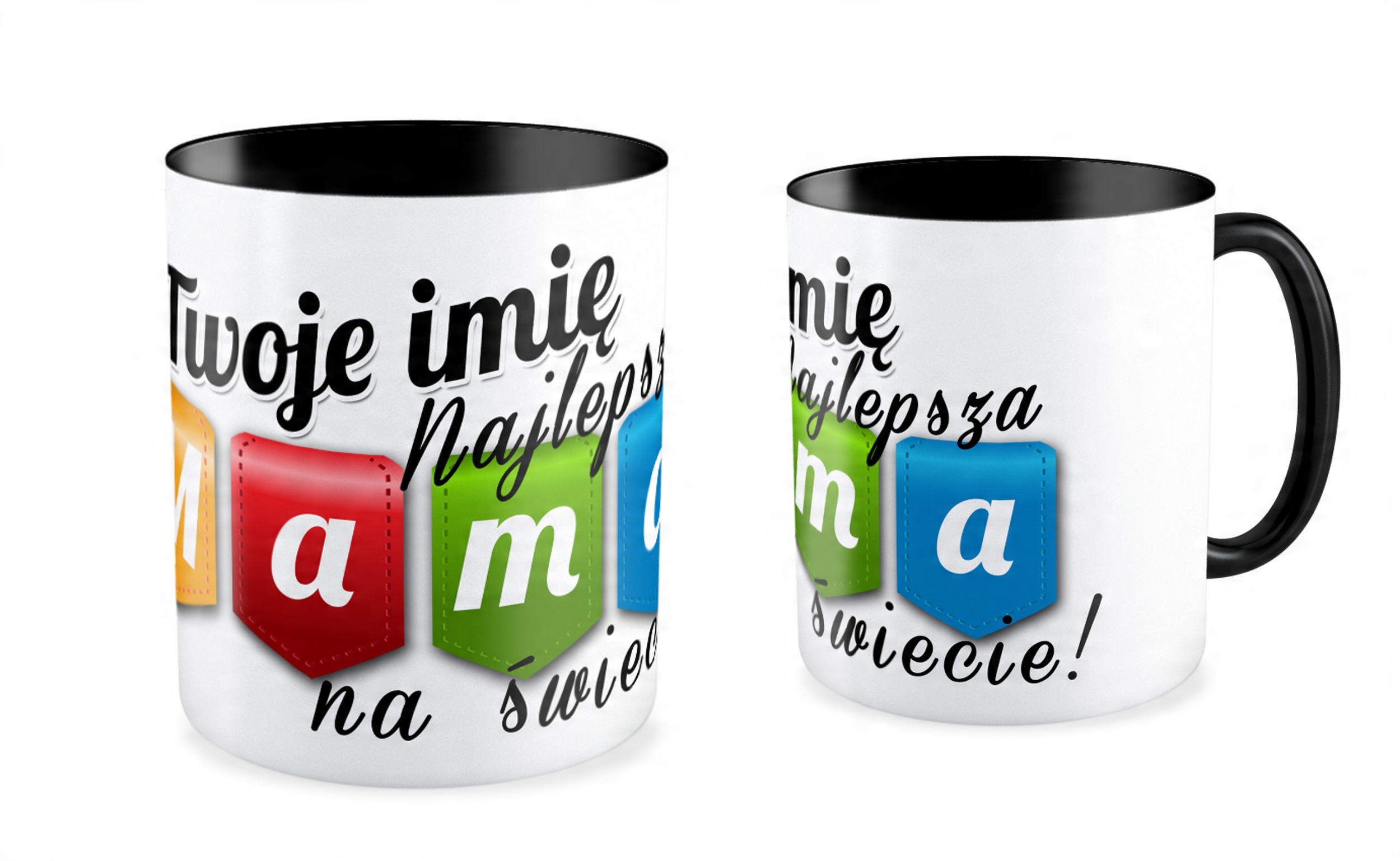 

Kubek czarny prezent dla Mamy lub Taty Twoje Imię