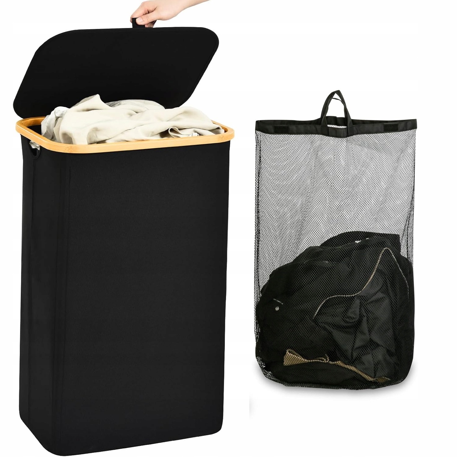 УЗКАЯ БОЛЬШАЯ КОРЗИНА ДЛЯ БЕЛЬЯ / ИГРУШЕК С КРЫШКОЙ 100Л СЪЕМНАЯ СУМКА