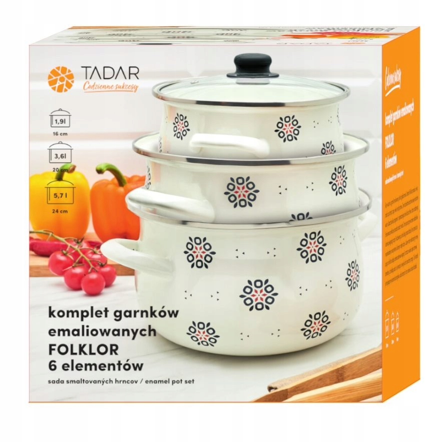 Zestaw garnków Tadar Folklor stal nierdzewna 6 el. Kod producenta 438025