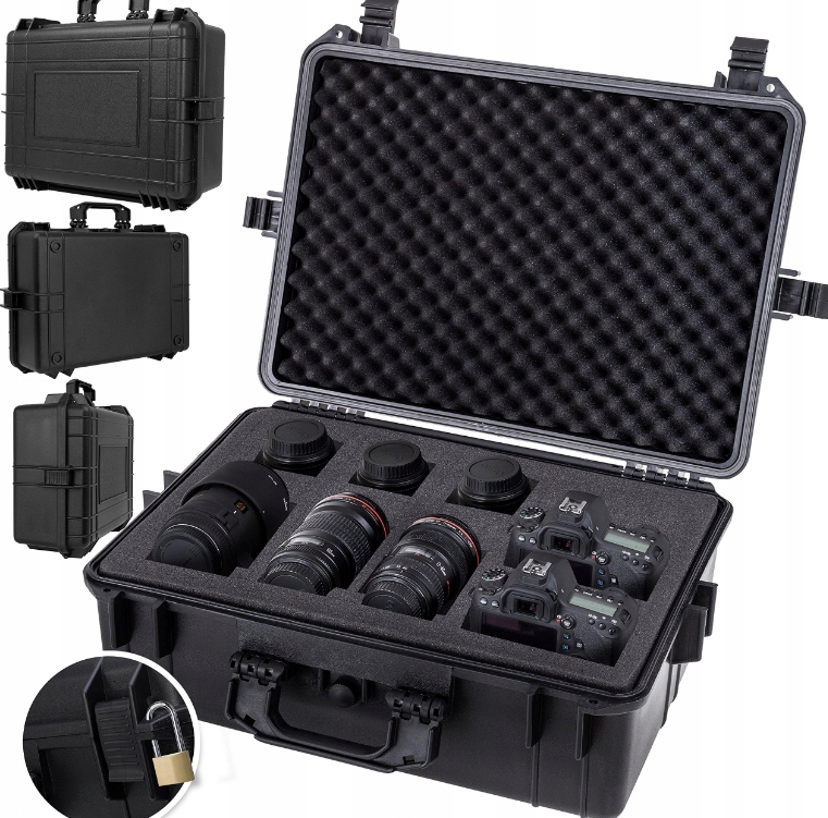 Přepravní kufr pouzdro na fotoaparát, pěna na fotoaparát, černá barva