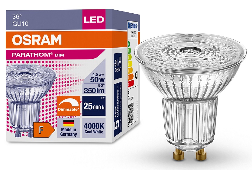 

Osram reflektor Led GU10 4.5W 50W 4000K DIM 36°
