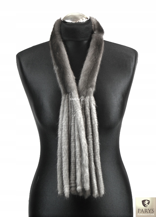SZAL FUTRO NATURALNE NORKA OŚMIORNICZKA SZARA