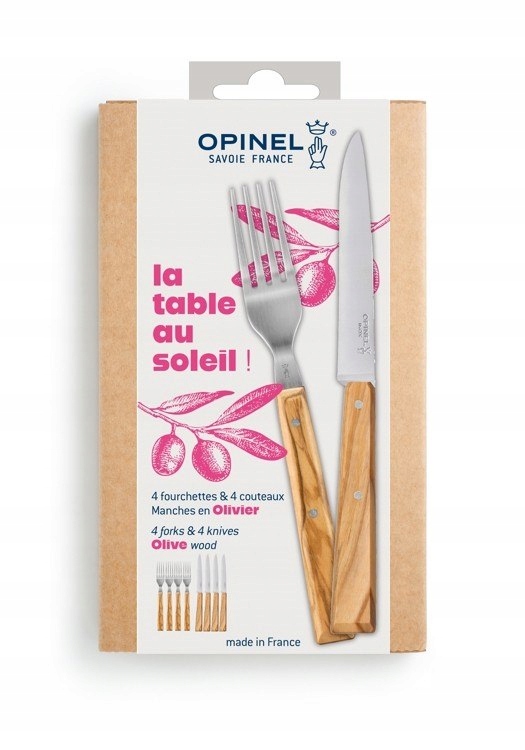 Opinel Sada 4 nožov a 4 vidličiek Olive 003209