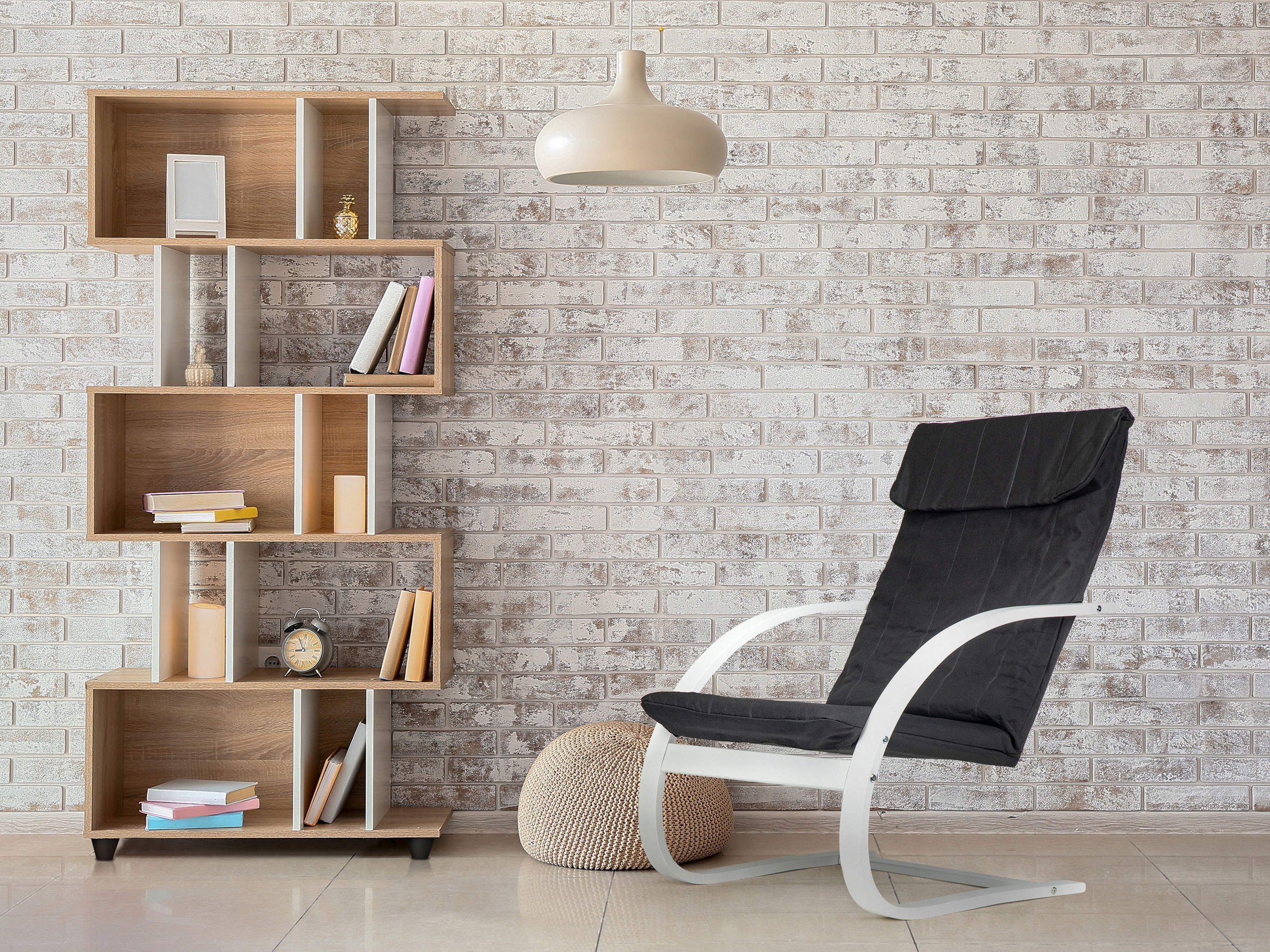 ModernHome TXWQM-31 Fínske hojdacie kreslo biele čierne