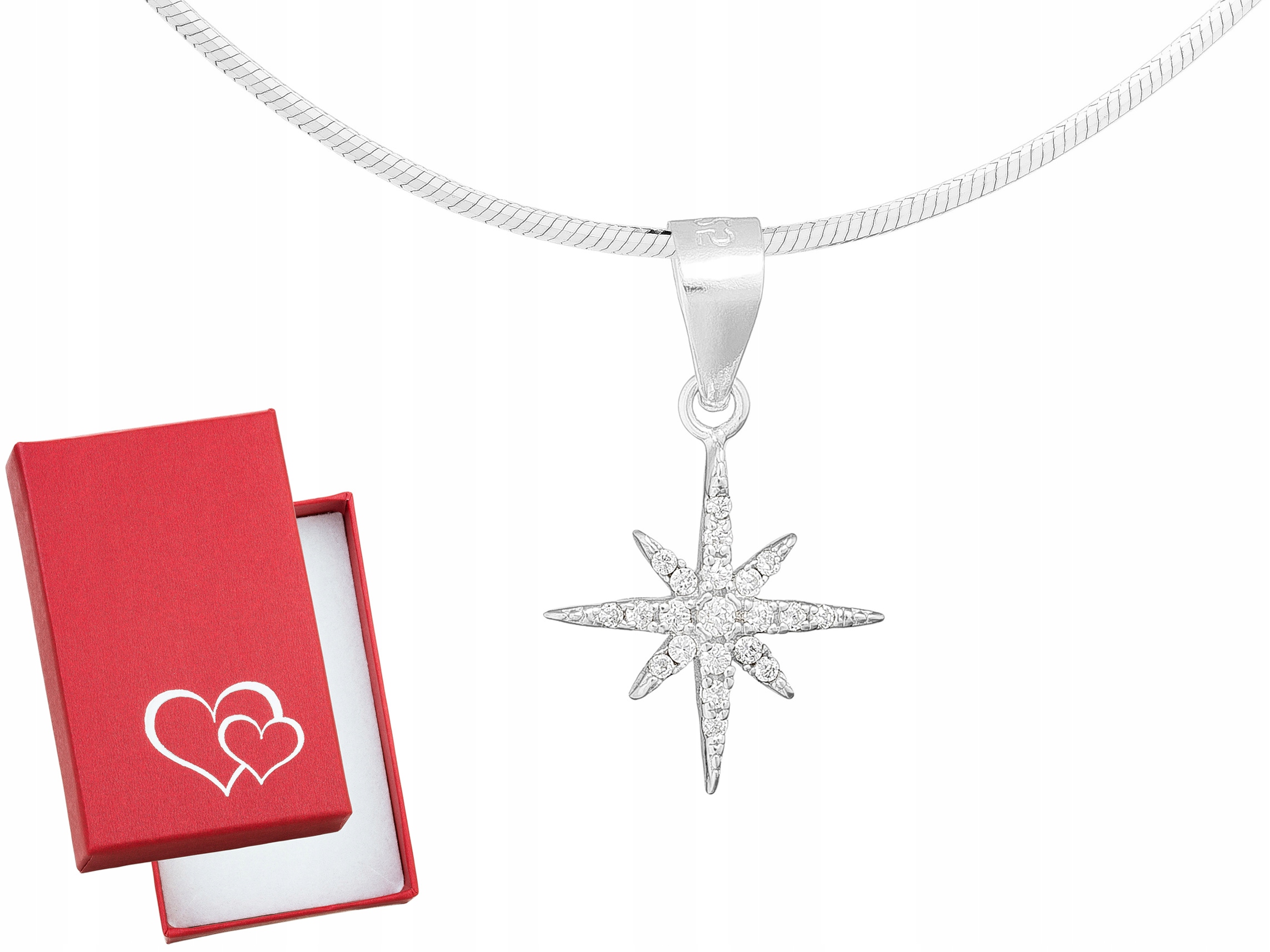 Dlouhý stříbrný dámský náhrdelník Malá hvězdička s zirkony Ankr Stříbro 90