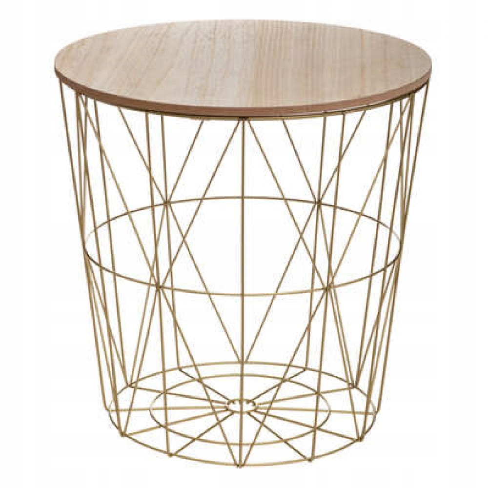 ZŁOTY STOLIK METALOWY Z KOSZEM KUMI