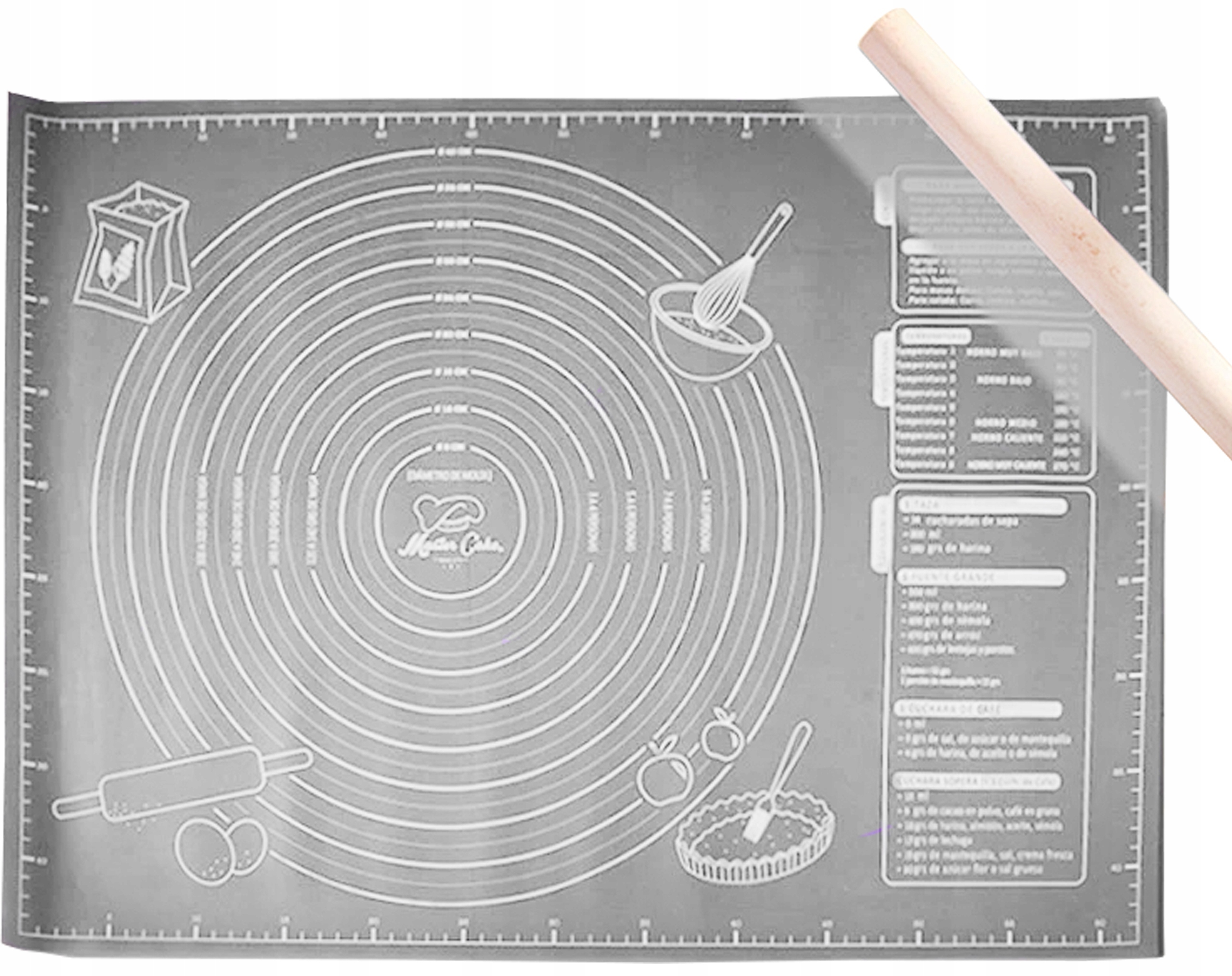 DUŻA STOLNICA SILIKONOWA MATA KUCHENNA Z MIARAMI