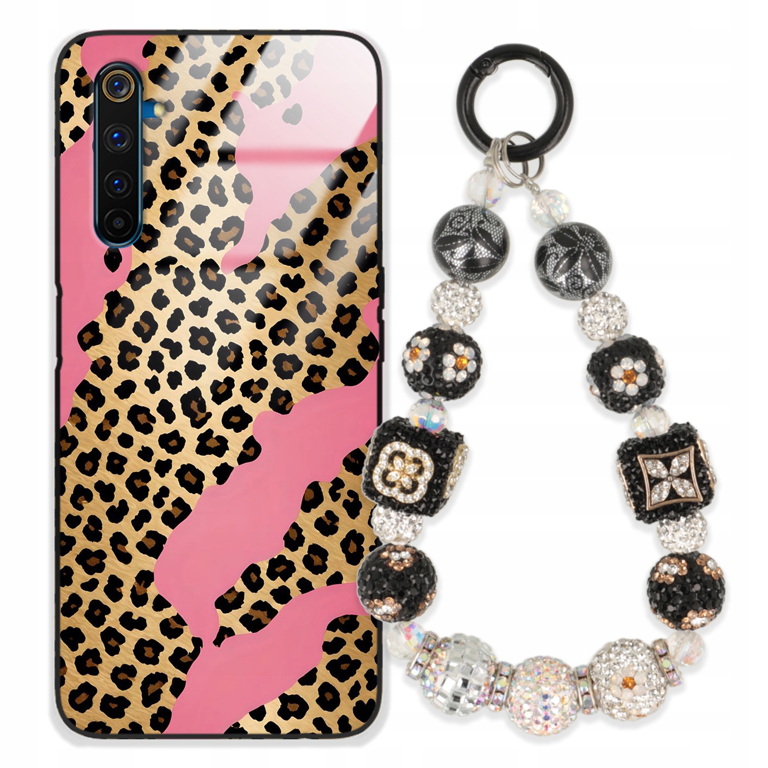 Puzdro Pre Realme 6 Pro Glass Kľúčenka Elegantné Prémiové Vzory Puzdra