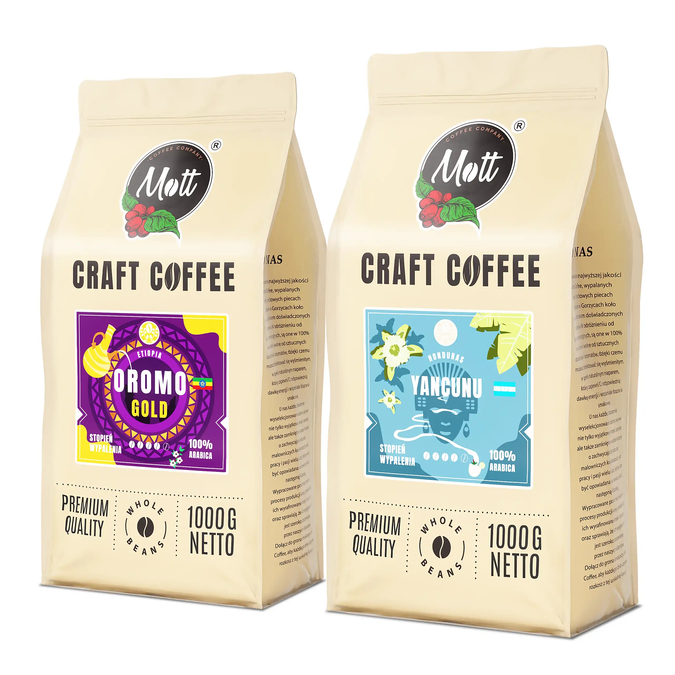 Levně Káva Zrnková 2 kg Set Etiopie Honduras 100% Arabica Čerstvě pražená