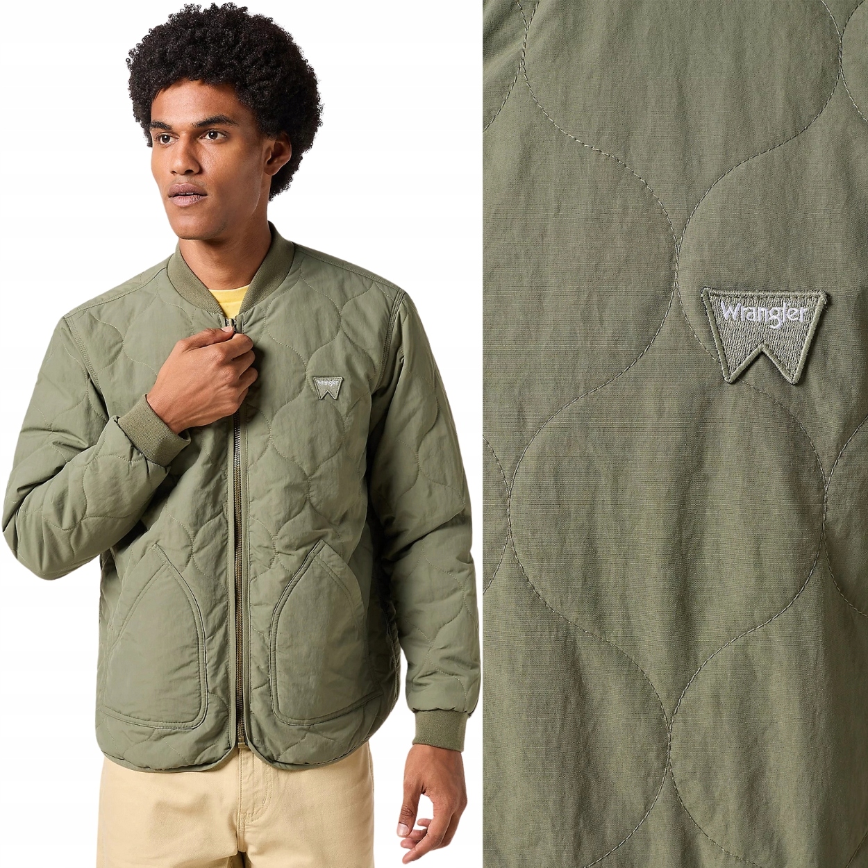 Wrangler Puffer Jacket Olive lehce zateplená zelená bomber bunda M