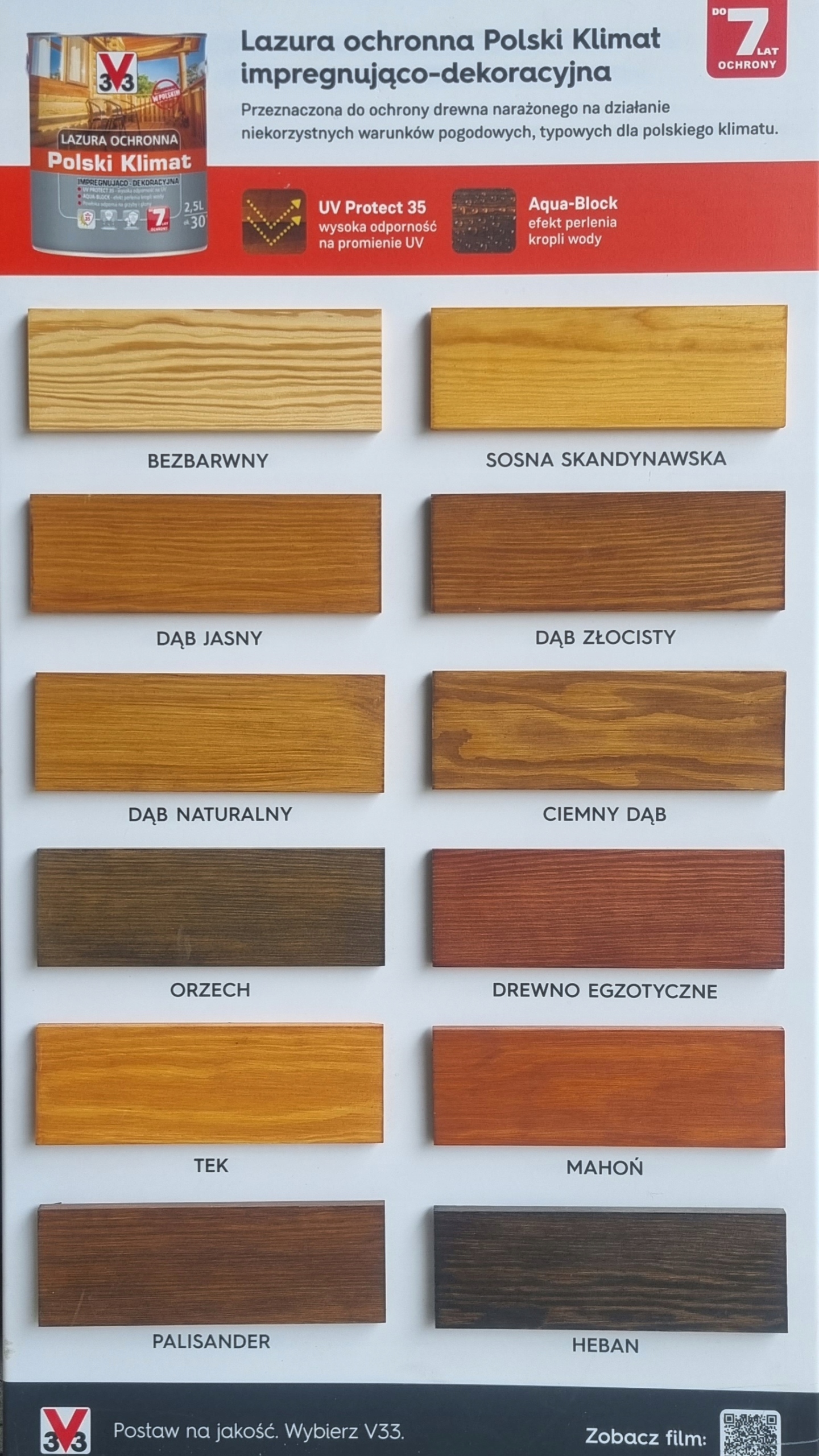 Lazura V33 Polski Klimat 7 lat DĄB ZŁOCISTY 5L Marka V33