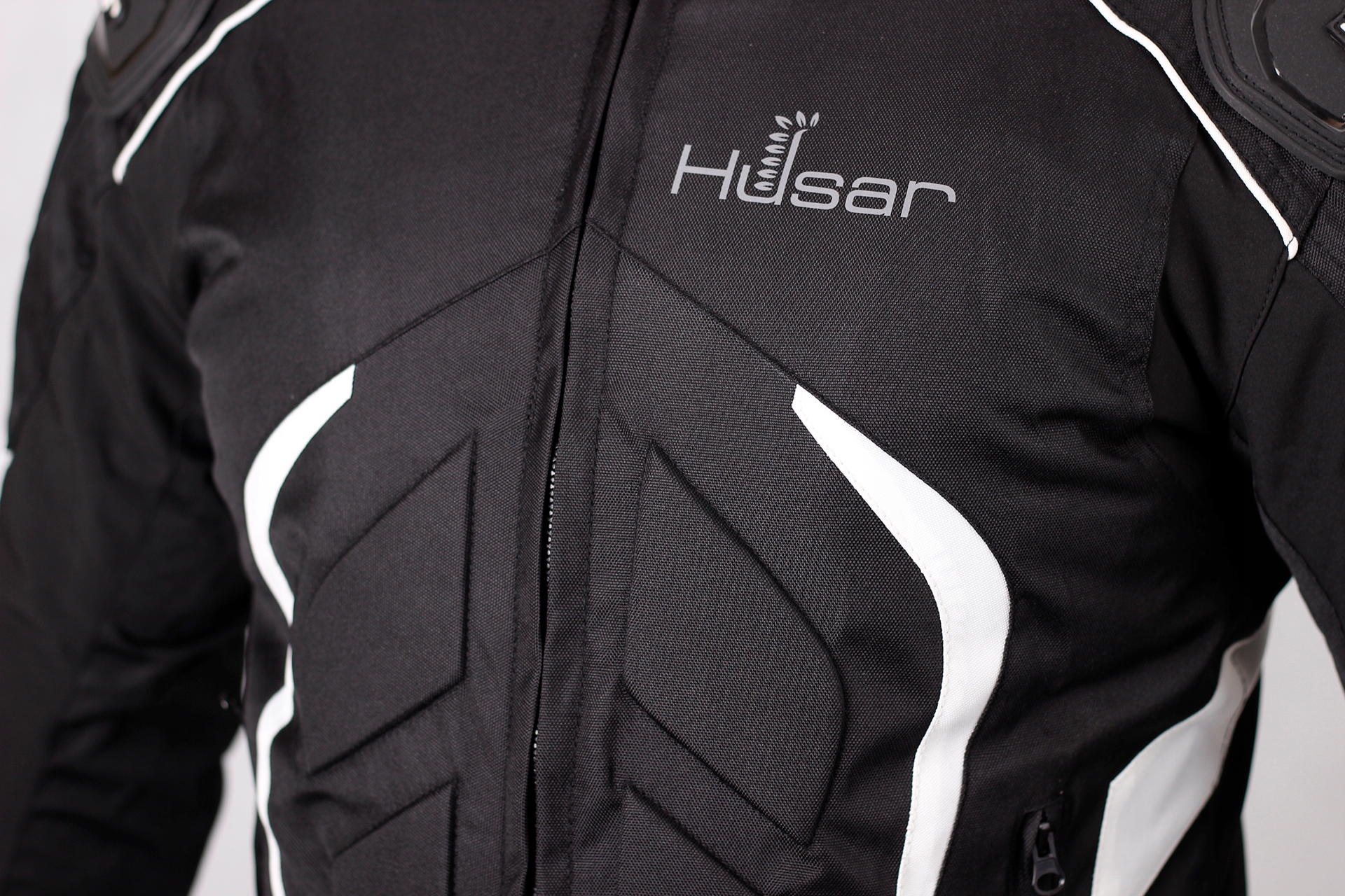 KURTKA MOTOCYKLOWA Z GARBEM HUSAR RAPID GP white Materiał tekstylia