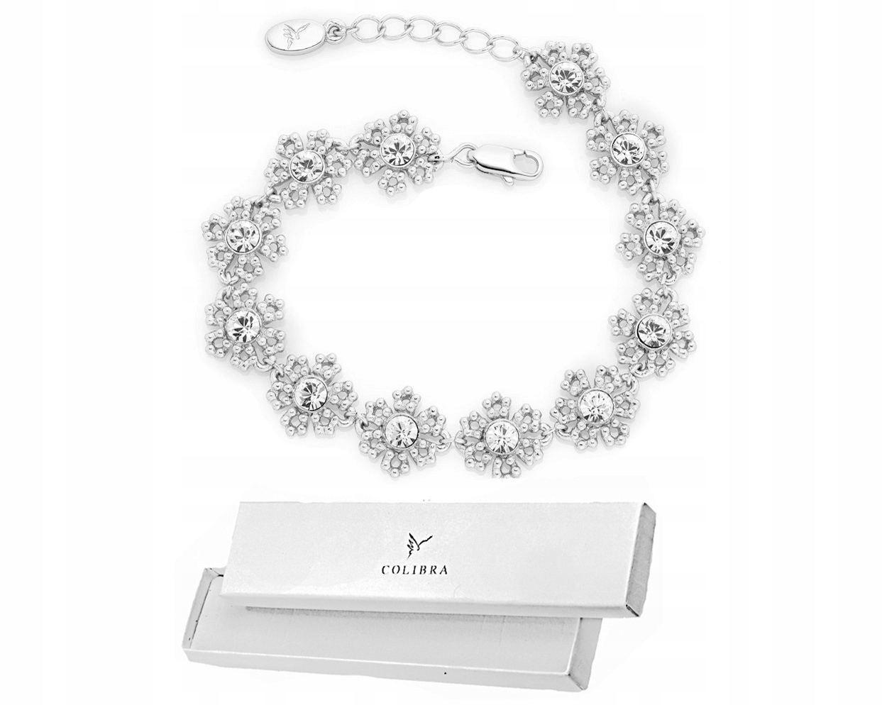 Stříbrný Náramek Krystaly Swarovski Květiny
