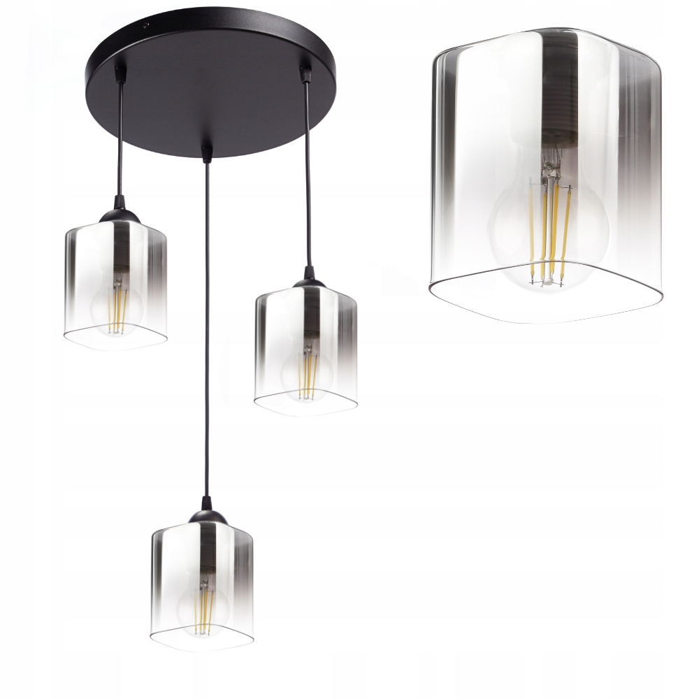 Moderní Závěsná Stropní Lampa Ze Skla S Chromovaným Stínidlem Ombre E27