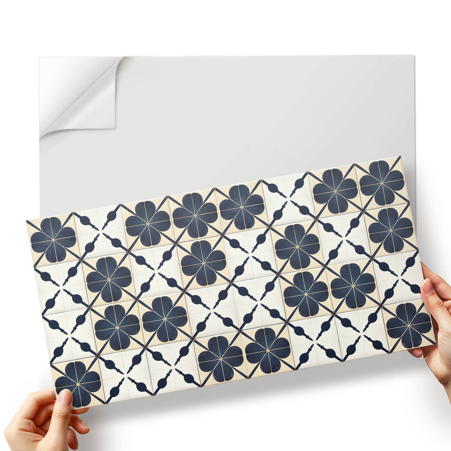 Sada samolepících dlaždic Květiny na tlumeném pozadí 10x40x20 cm