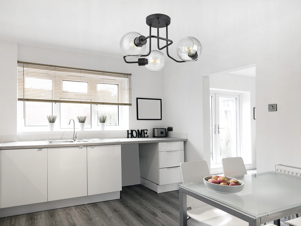 LAMPA SUFITOWA PLAFON ŻYRANDOL LOFT EDISON LED BAL Materiał dominujący szkło