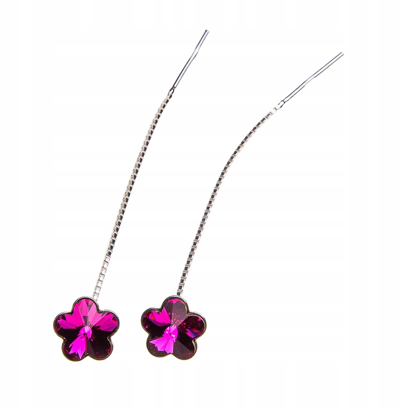 

Srebrne kolczyki z kr. Swarovski kwiatki 10mm Fuch