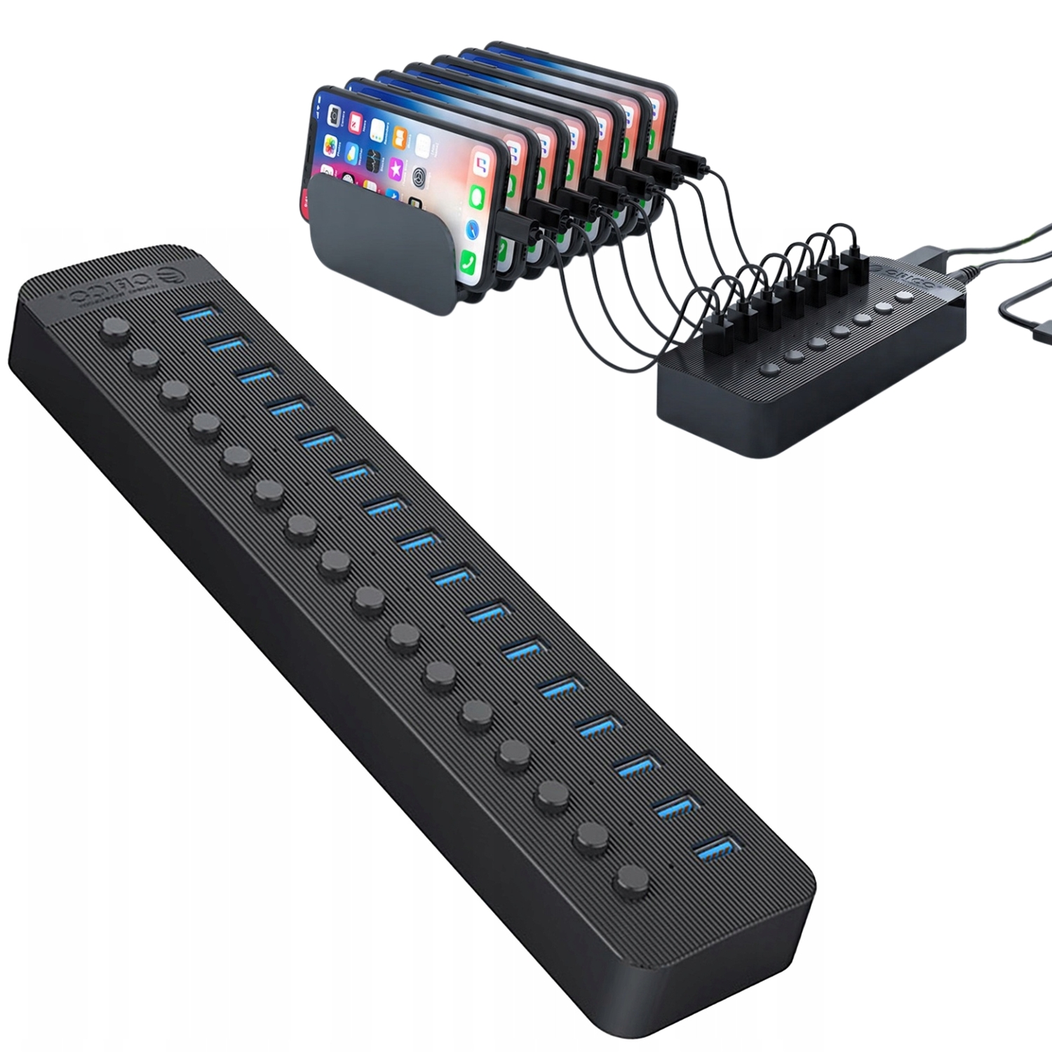 Multifunkční Hub Adapater 16v1 Usb-a 3.0 S Vypínači 12V 6,5A 78W Orico