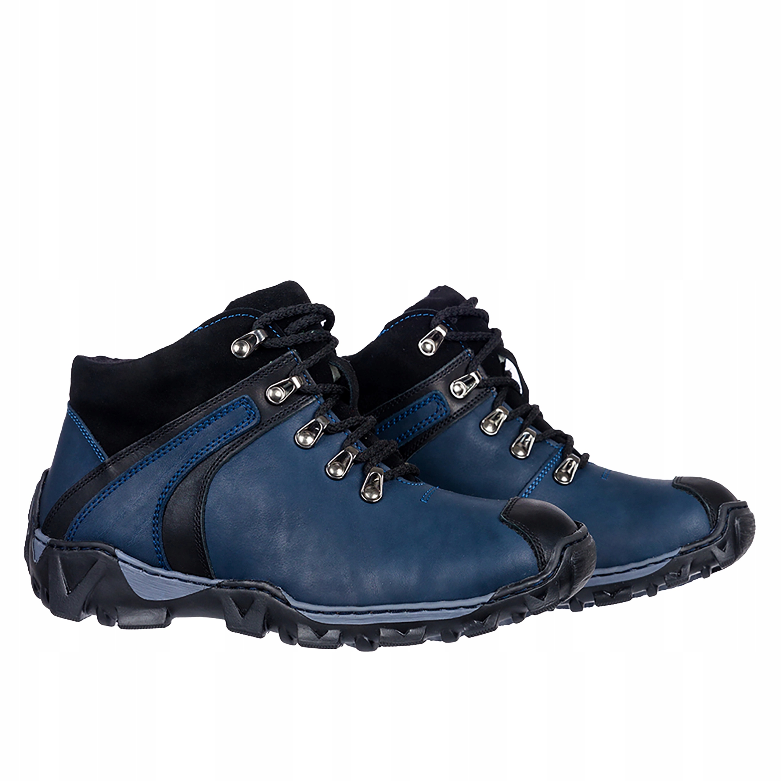 Trekové Boty Kožené Tmavě modré Šněrované Pohodlné Polský Výrobek vel 41