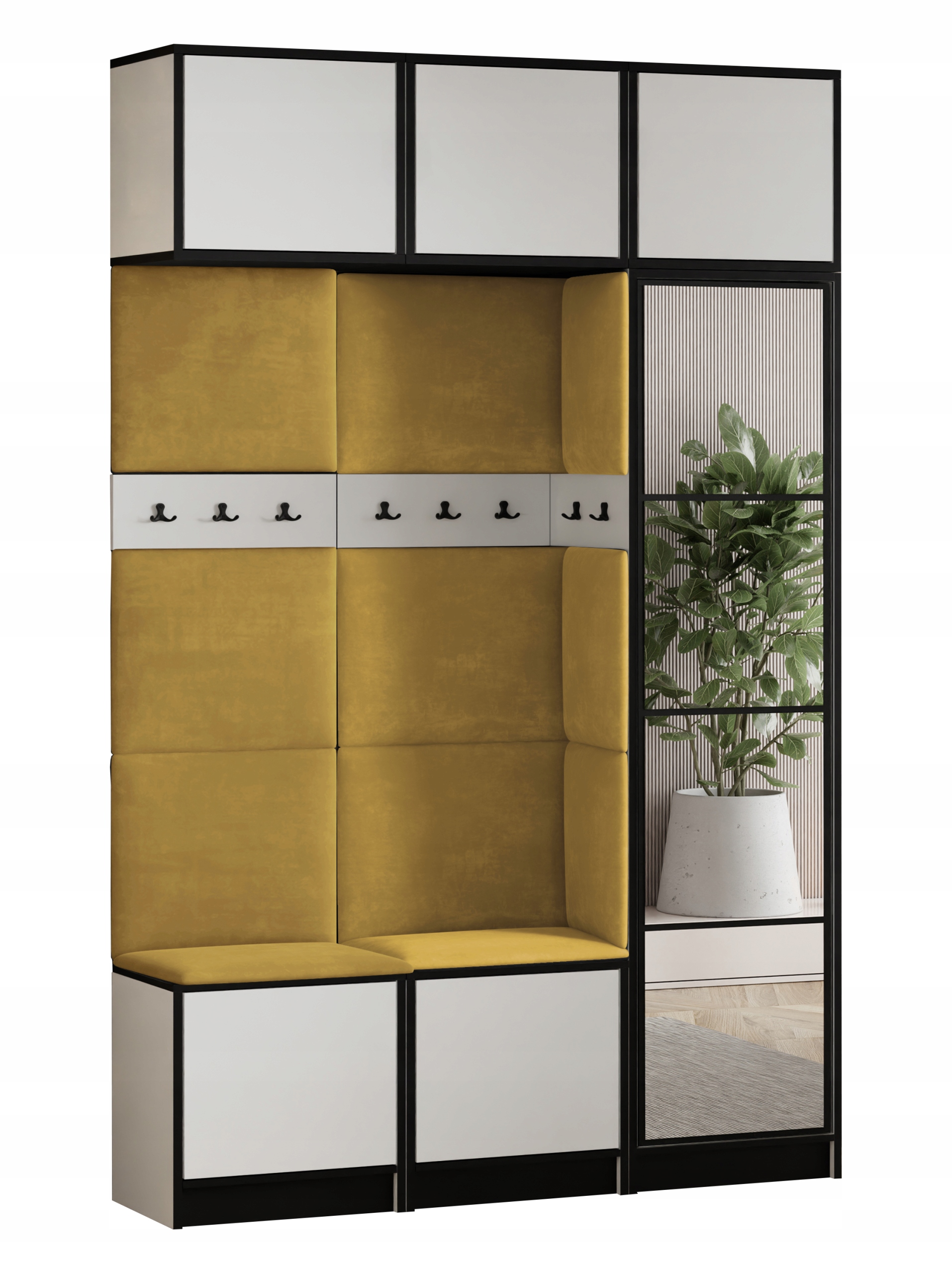 Šatní skříň s nástavcem Costa 20 bílá látka žlutý sedák