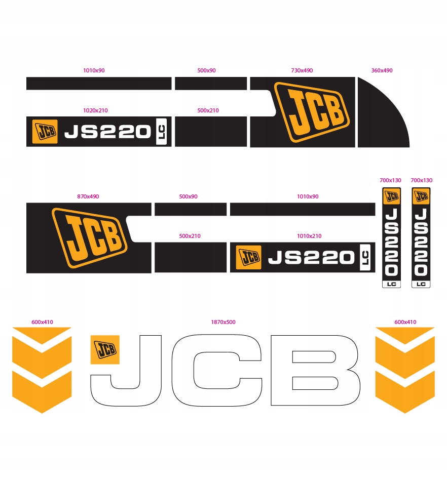 Набор наклеек для экскаватора JCB JS220 LC
