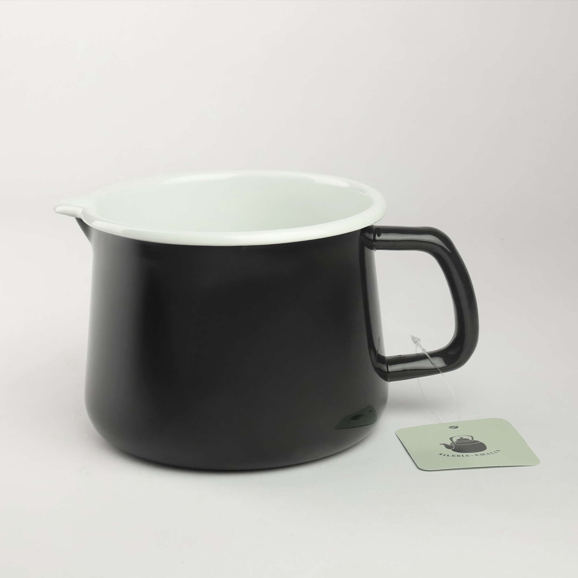 EMALIOWANY KUBEK Z WYLEWKĄ DZBANUSZEK NA KUCHENKĘ Z DZIÓBKIEM 1,7L CZARNY