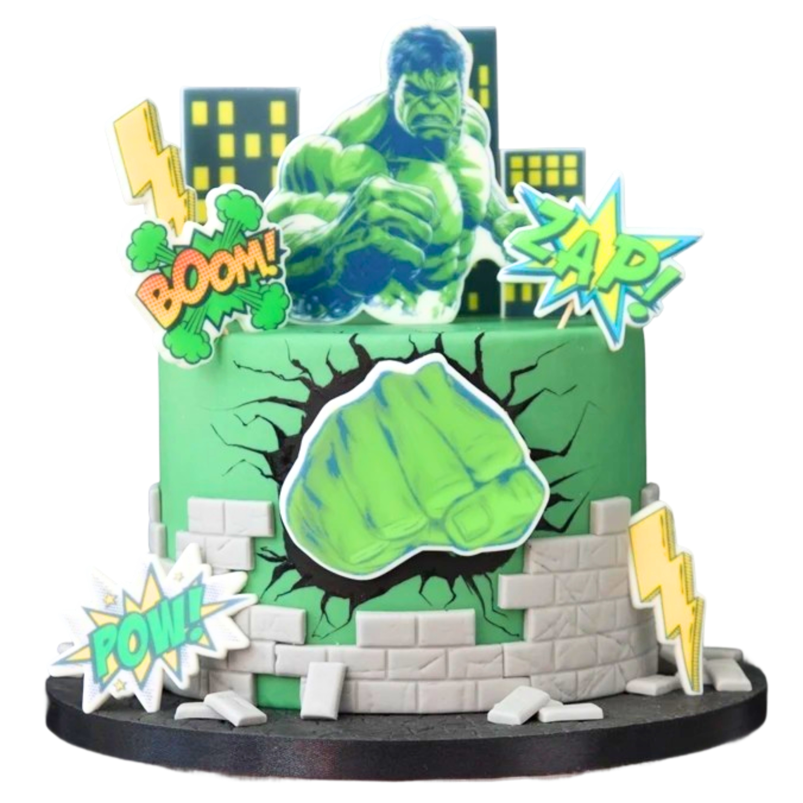 Sada na zdobení dortu Hulk 2D 10 ks figurek na dort s cukrovými oplatkami