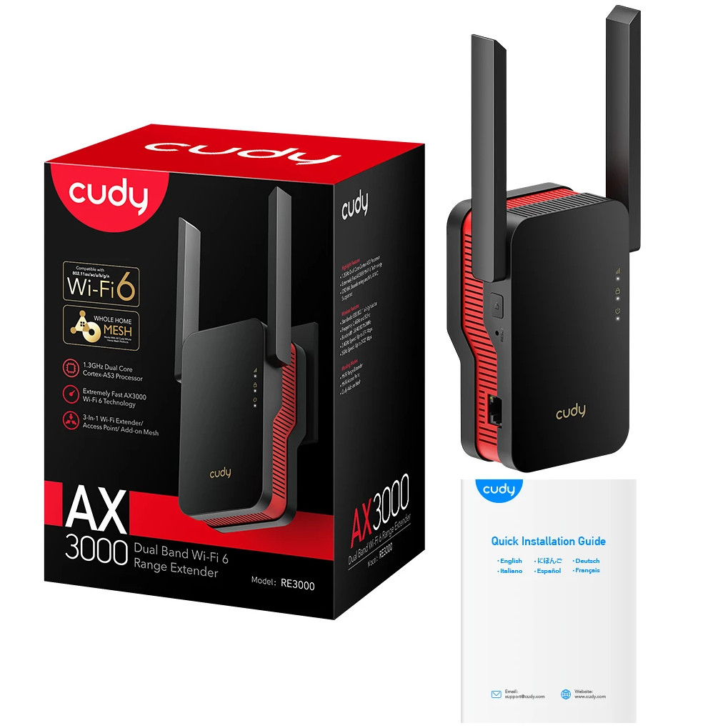 MOCNY WZMACNIACZ SYGNAŁU INTERNETU REPEATER Wi-Fi Standard pracy bezprzewodowej 802.11ax (Wi-Fi 6) 802.11ac (Wi-Fi 5) 802.11n (Wi-Fi 4) 802.11g 802.11b 802.11a
