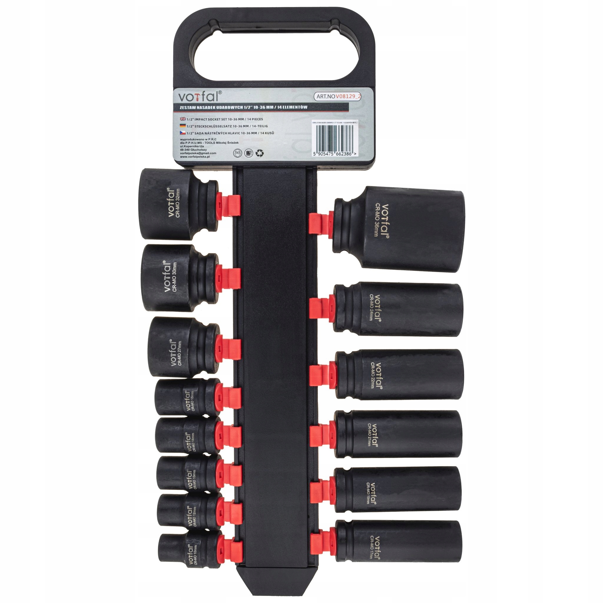 Nasadki Udarowe Nasadek Udarowych 1/2" Cala 10-36MM 6-KĄTNE 14 El Cr-mo